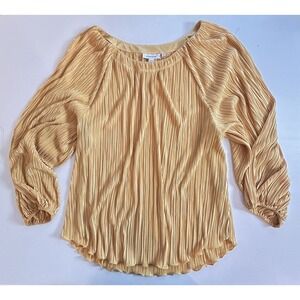 Chico's Yellow Micro-Pleated  Blouse Size 3 XL